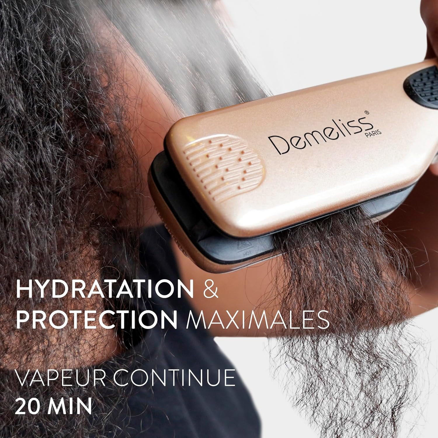 Saint Algue - Demeliss Lisseur vapeur titane, réservoir XL, 5 températures, tous cheveux TITANIUM