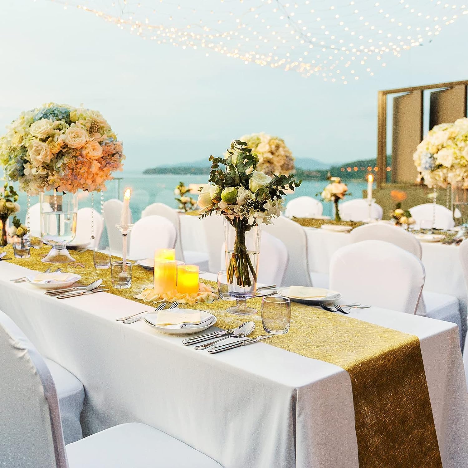 Chemin de Table - non-tissé réutilisable - 23x300cm - idéal fête or