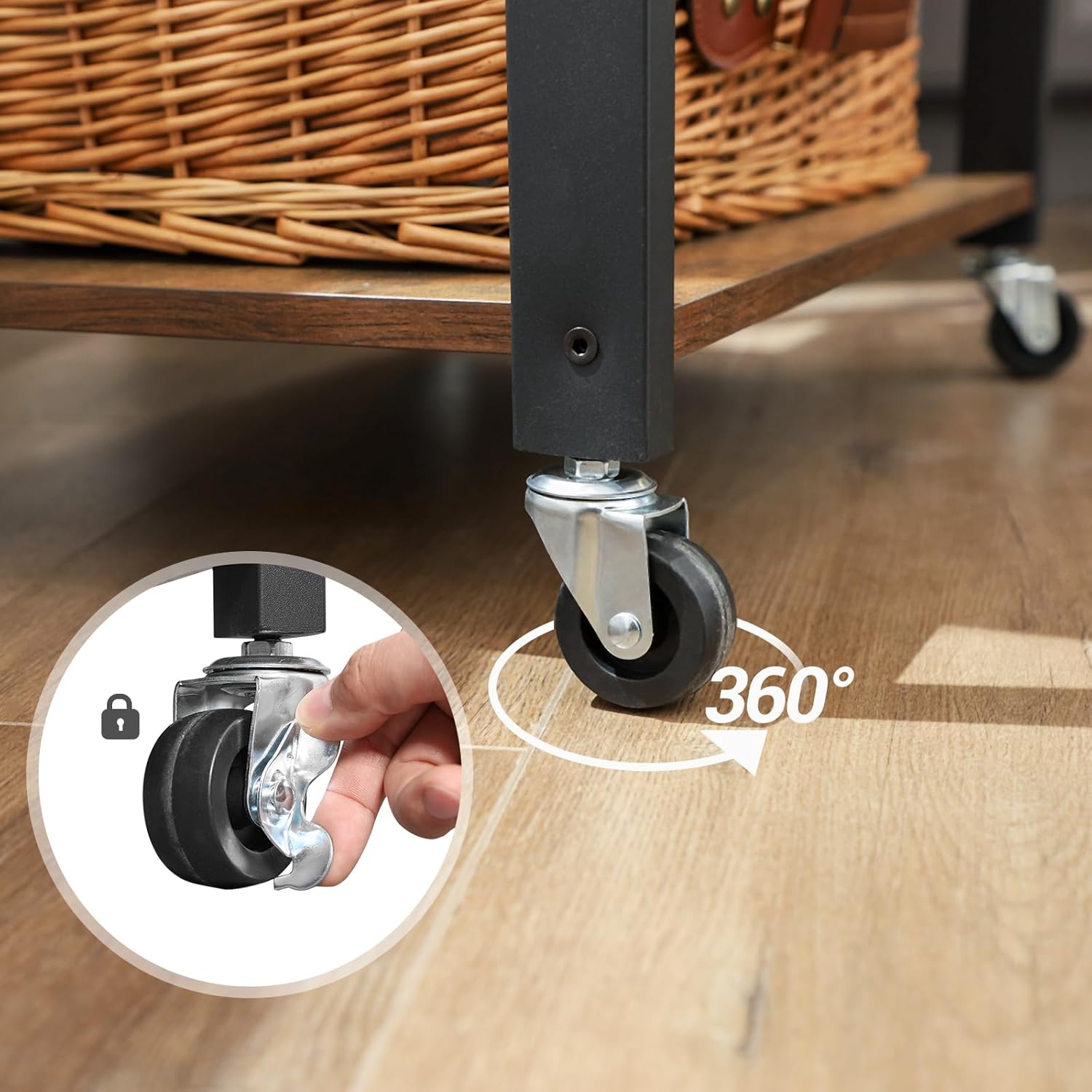 VASAGLE – Étagère cuisine 3 niveaux, métal, roulettes, 40x60x89cm, KKS60XV1