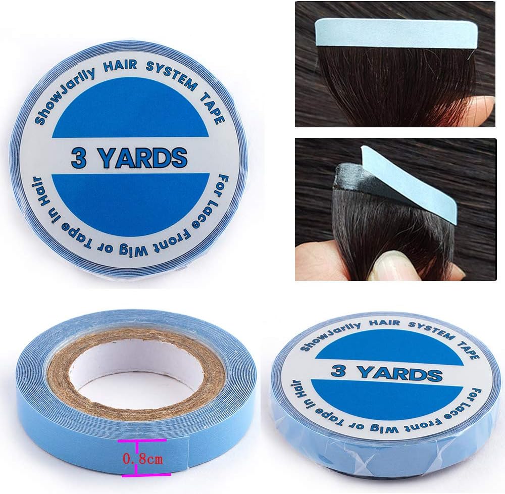 ShowJarlly - ruban adhésif double Lace - 0,8cm x 3Yards - fixation forte cheveux