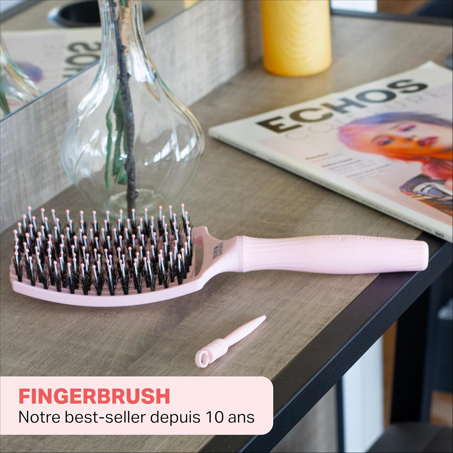 Olivia Garden - Fingerbrush Care Iconic - brosse démêlante - poils sanglier & nylon, brillance et coiffage lisse
