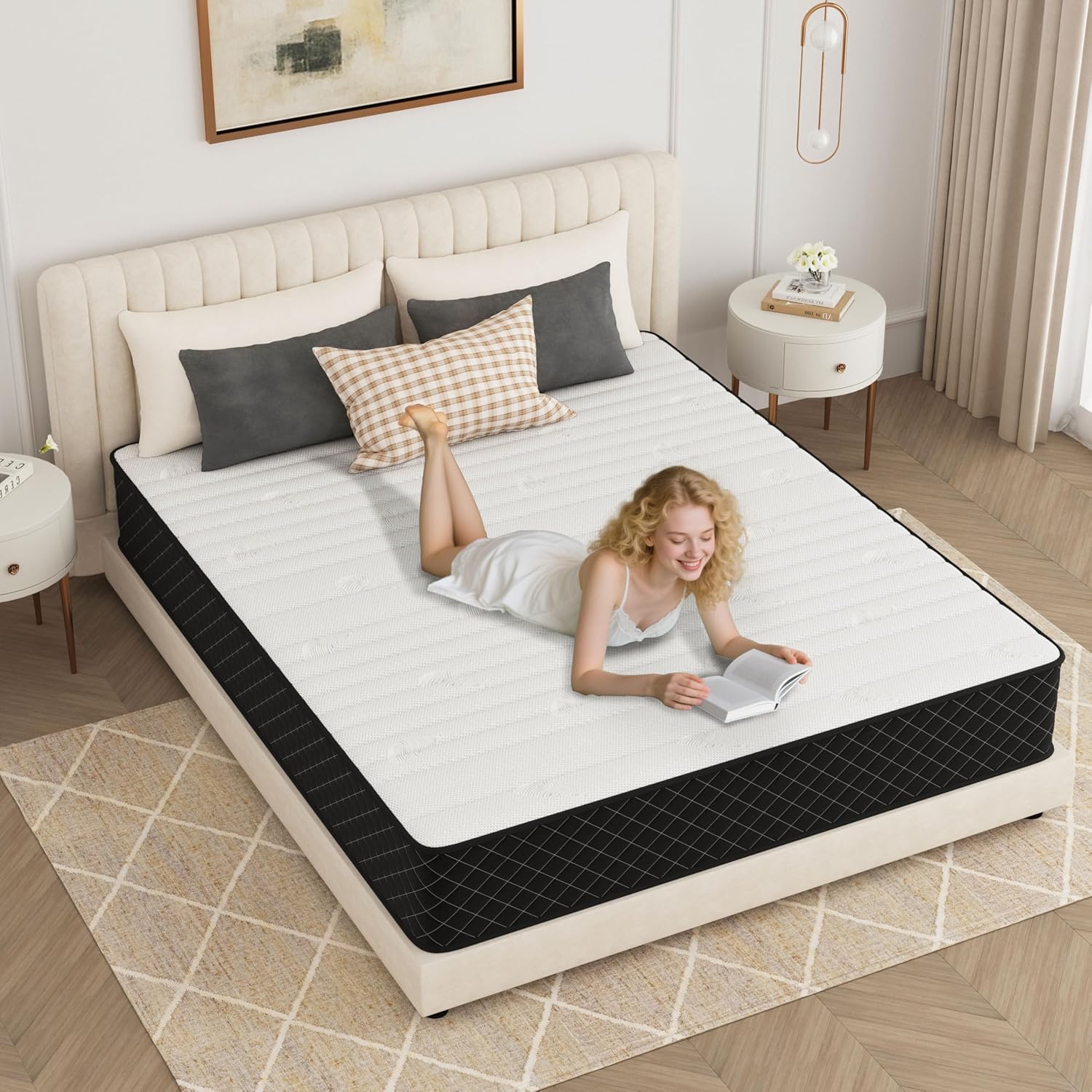 PurrJoys - Matelas Hybride série 7 zones - 90x200 cm - Ressorts ensachés, haute respirabilité, Oeko-TEX, 25 cm, H3/H4