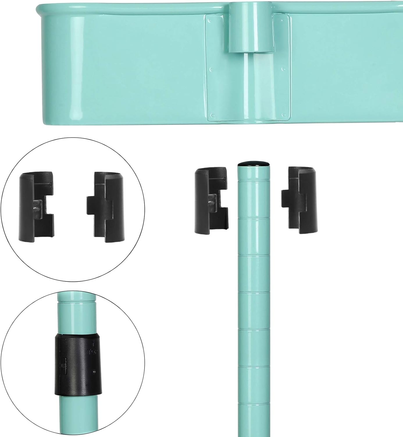 SONGMICS - Chariot 3 niveaux mobile, étagère réglable, 2 freins, montage facile, vert menthe - BSC60M