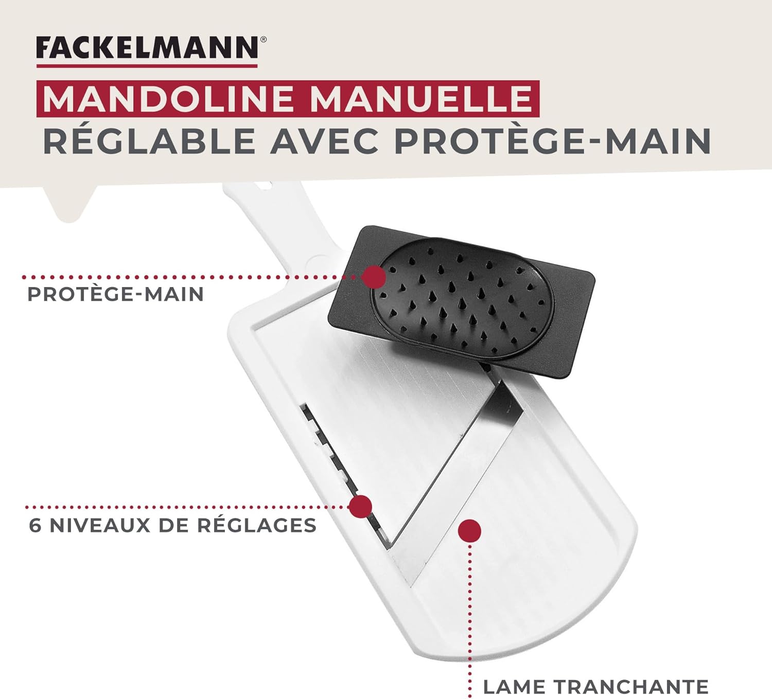 Fackelmann - mandoline inox double face - épaisse/fine - support inclus