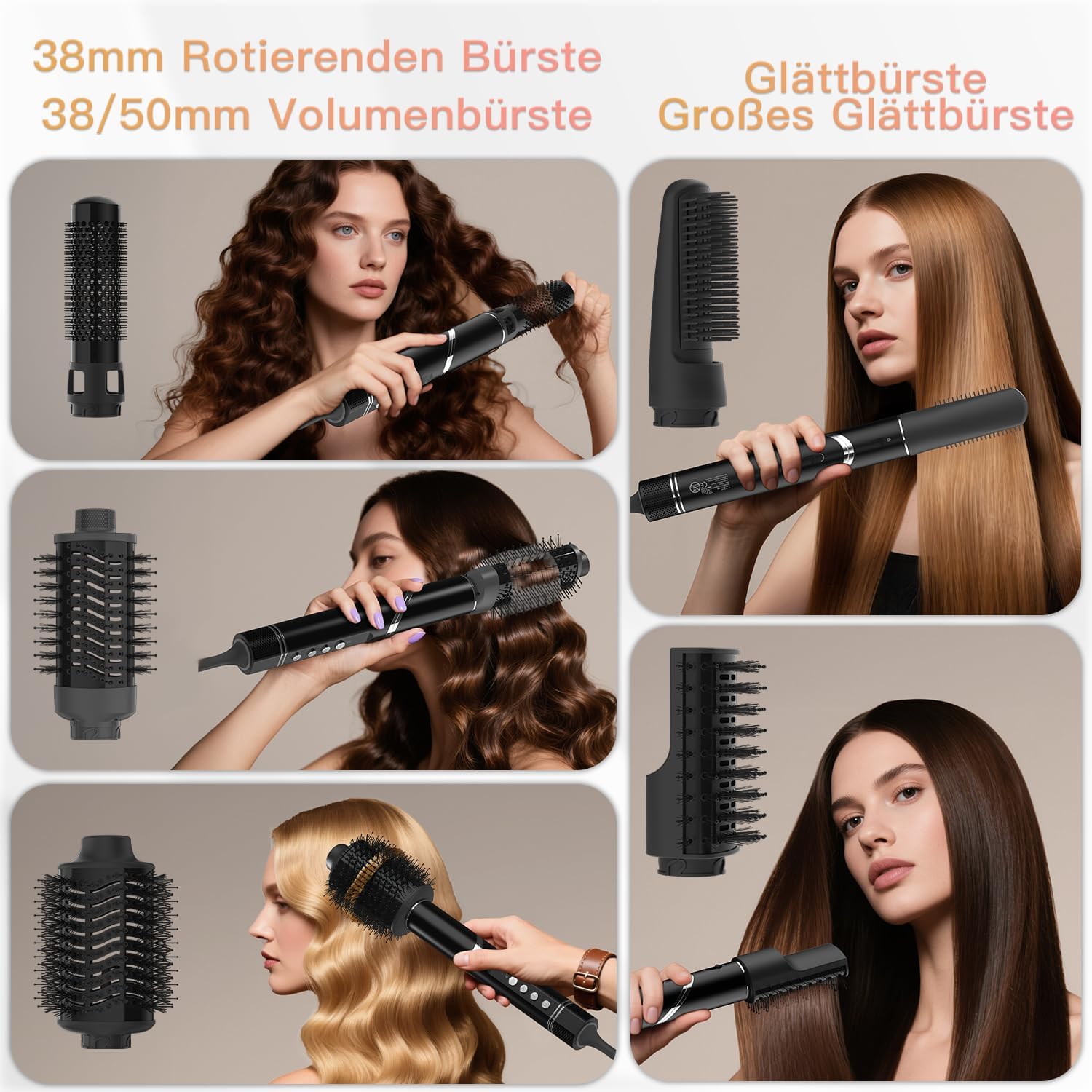 Kit de coiffage 9 en 1 - 1400W - brosses multifonctions - volumiseur