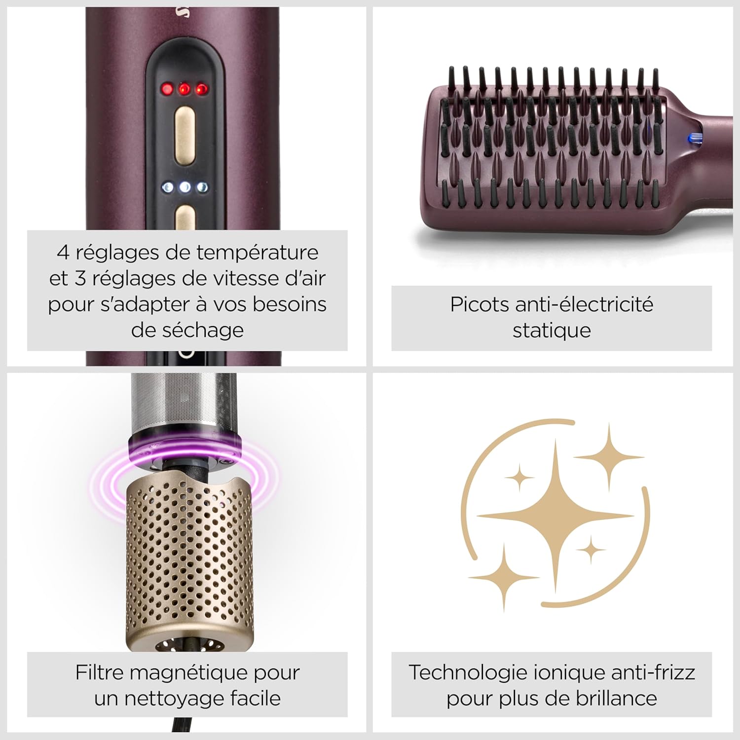 BaByliss - Brosse lissante Air Power Smooth - ionique, lissage cheveux mouillés/secs, anti-frisottis - AS640E