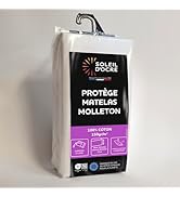 Soleil d'ocre, Flanelle Protège Matelas, Coton, Blanc, 200x200 cm