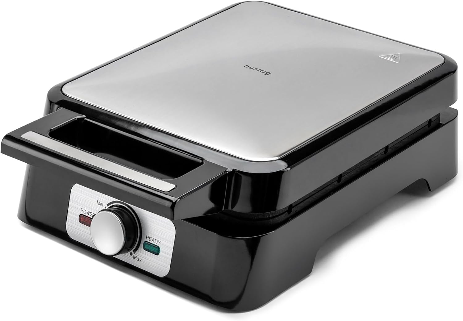 Gaufrier électrique - 1500W, 4 gaufres, inox, plaques antiadhésives, température réglable