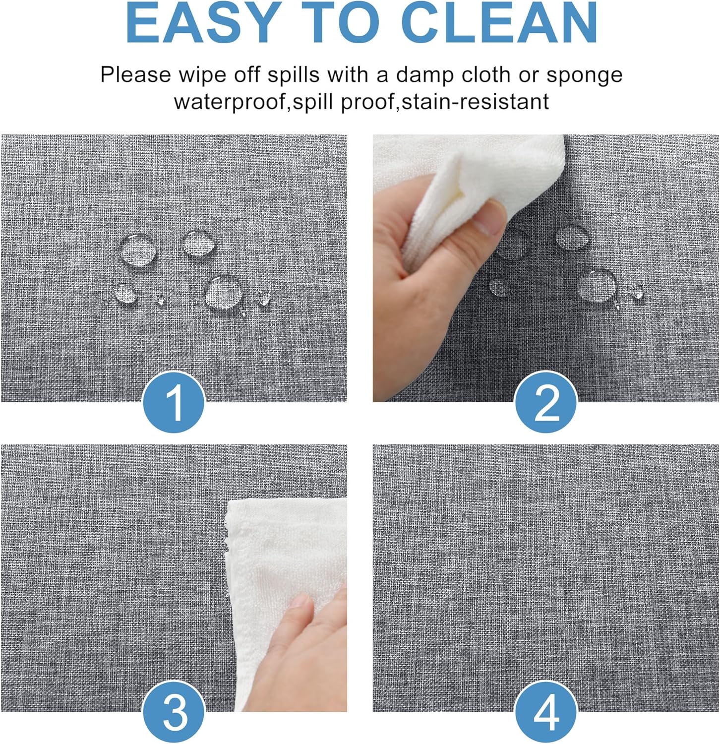 DWCN - Nappe ronde 180 cm - anti-tache, imperméable, effet lin