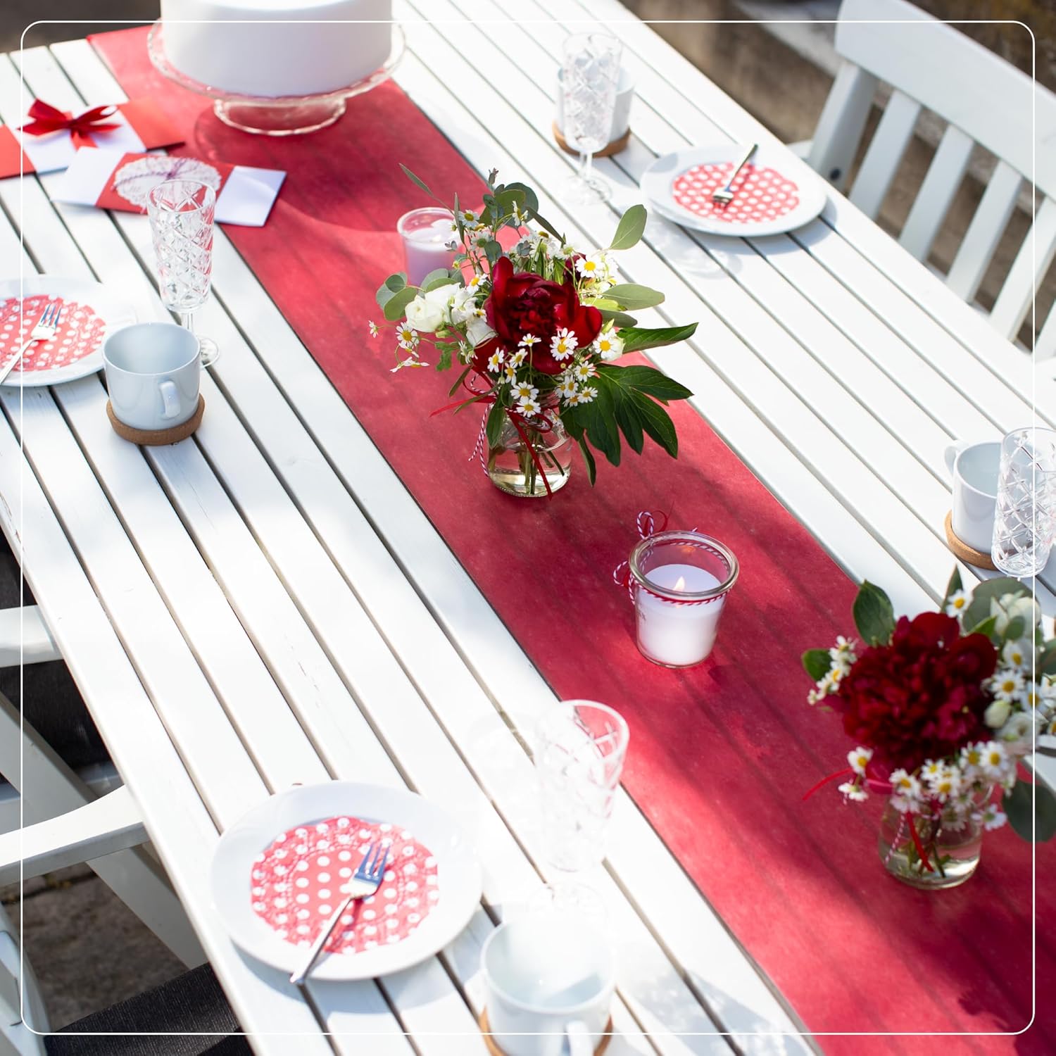 100%Mosel - Chemin de Table en Non-tissé - 30x2500 cm - Rouge, nappe pour occasions spéciales