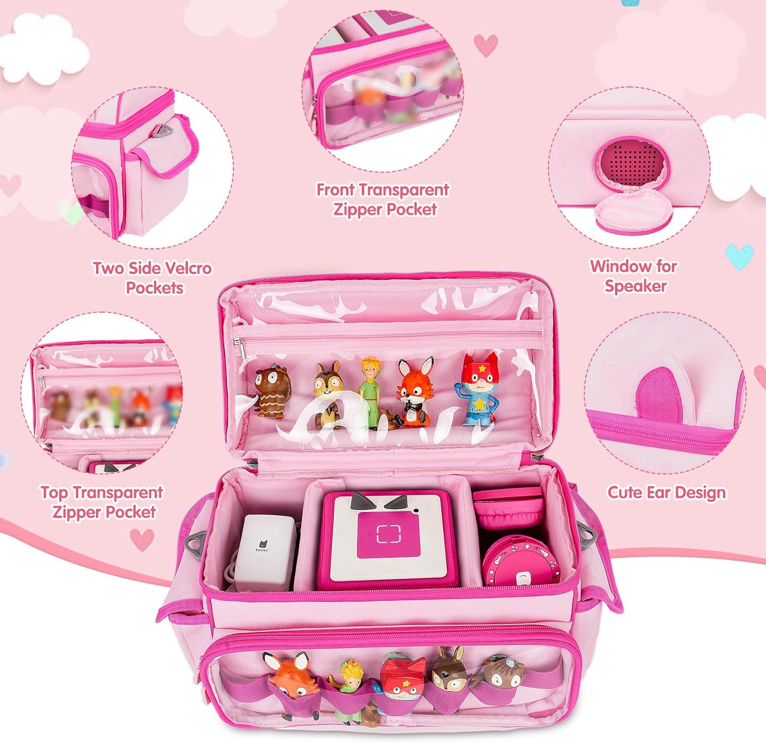 Étui de transport - compatible Toniebox 1/2 - rangement personnages et accessoires - compact, résistant