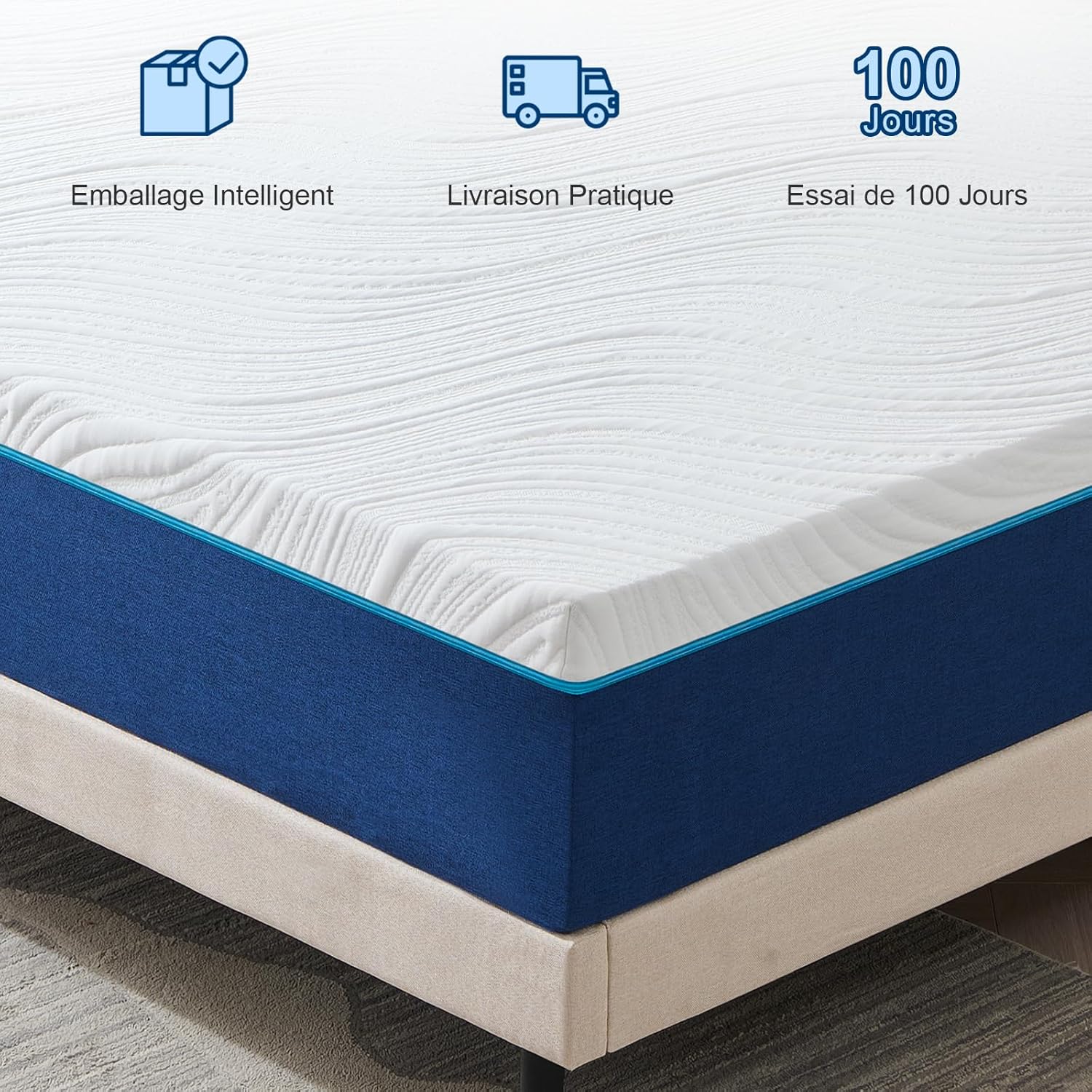 Matelas - 160x200 cm - mémoire de forme, 7 zones, réversible, 30 cm