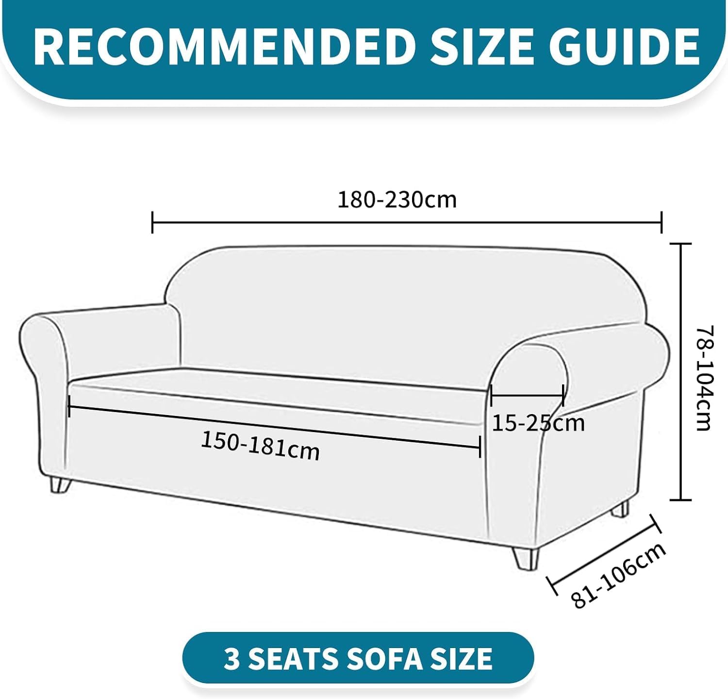 Housse Canapé - 3 places - extensible, antidérapante, lavable, gris clair