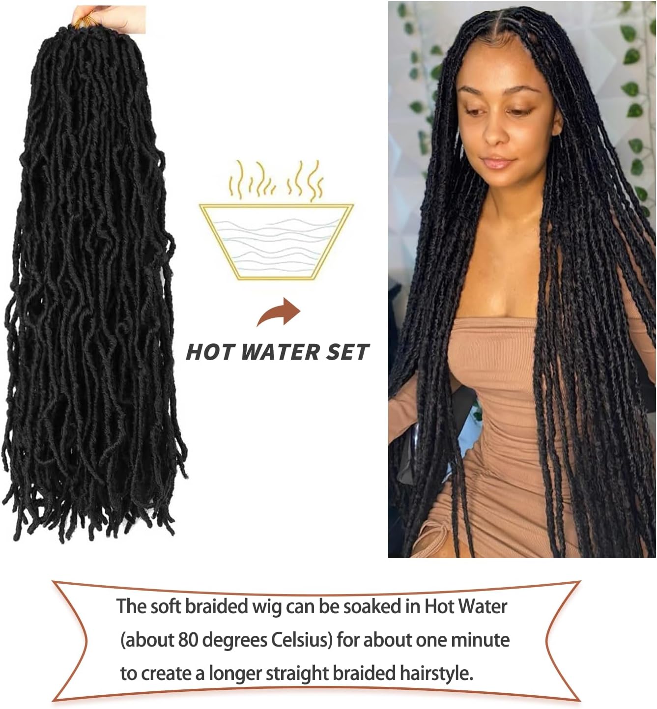 Faux Locks Crochet Braids - 45,7 cm - 8 packs, mèches souples, #1B