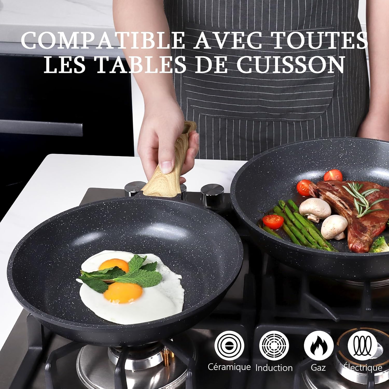 GiPP - Poêle à frire granit 30cm, induction, antiadhésive, PFAS/PFOA