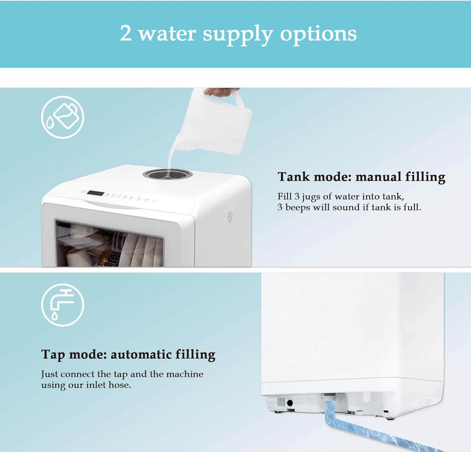 Lave-vaisselle de table - compact - 5 programmes, écran LED, portable