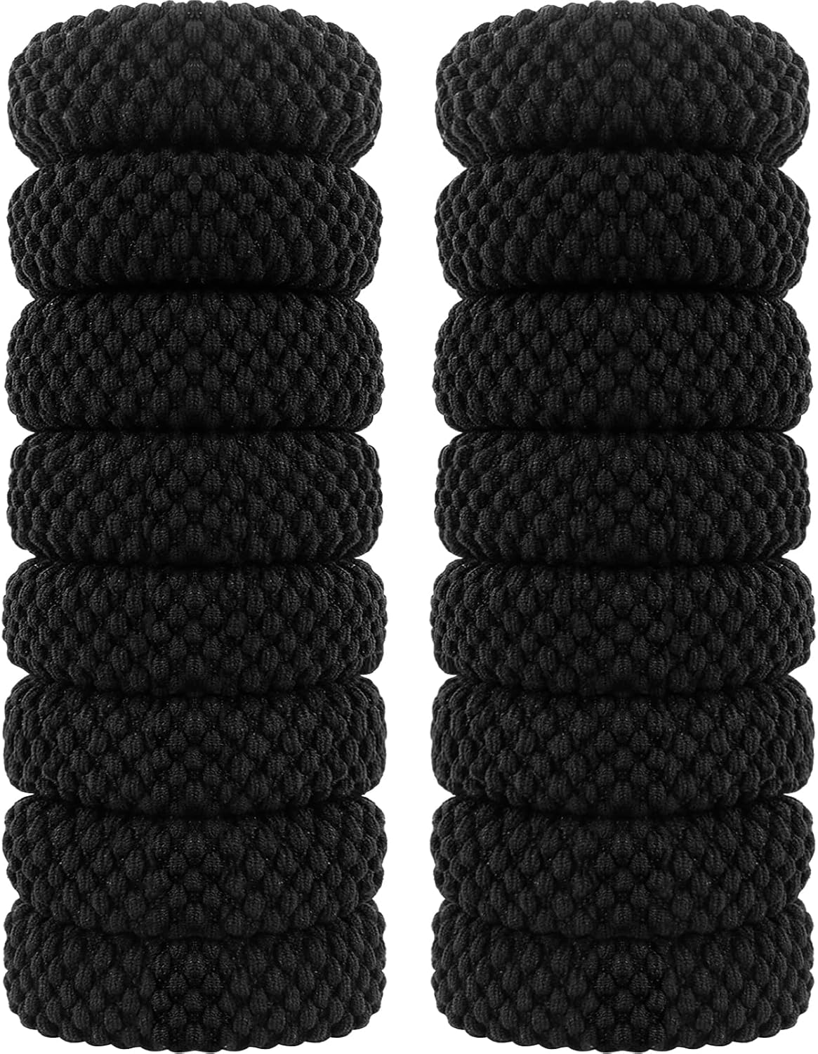 Élastiques cheveux - coton noir, épais - 5cm - lot de 16, sans couture