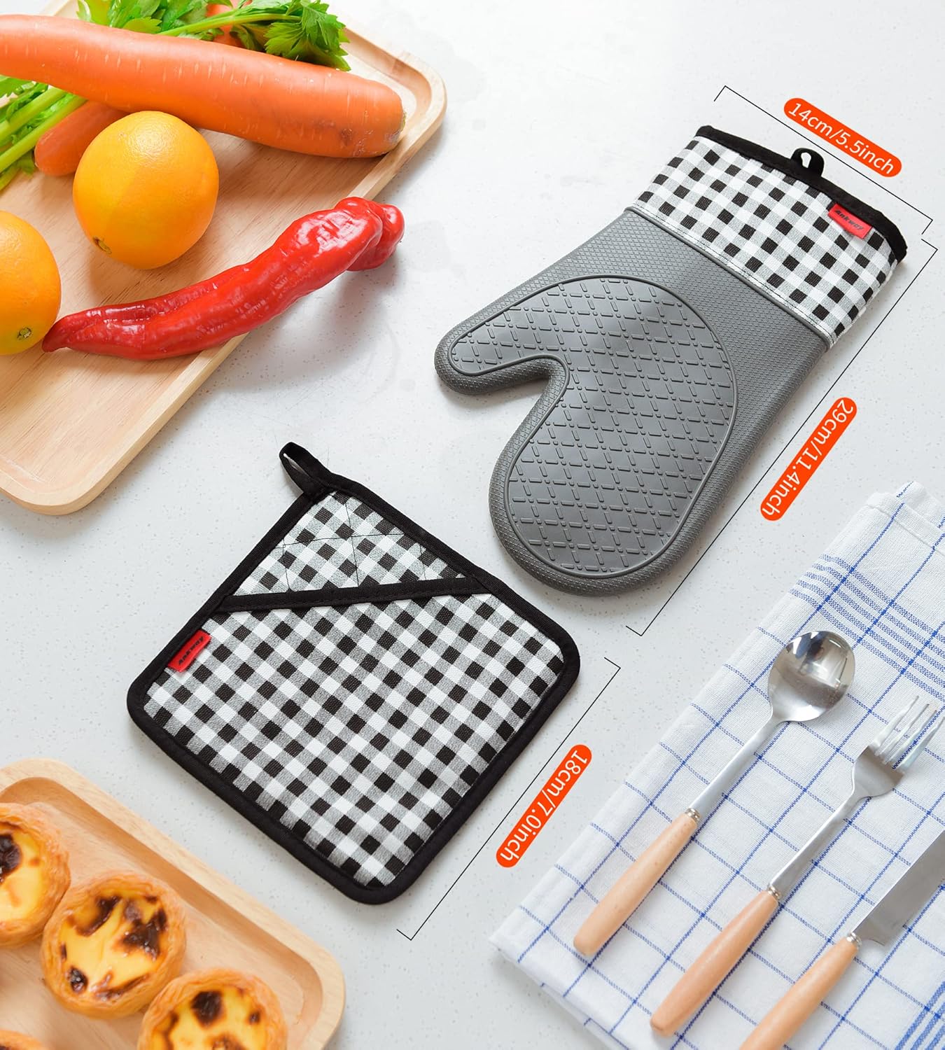 Ankway - Gants de cuisine silicone - taille unique - antidérapants et résistants à la chaleur