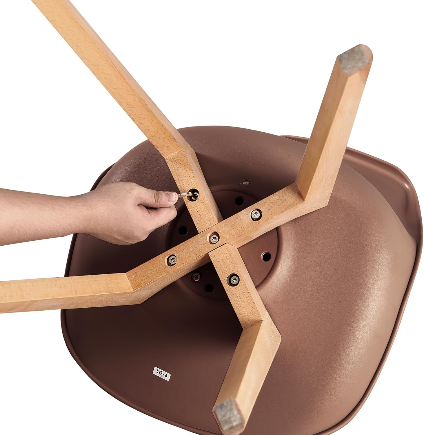 EGGREE - lot de 4 chaises scandinaves - assise rembourrée, pieds bois, 81x48x42 cm - style rétro, testées SGS