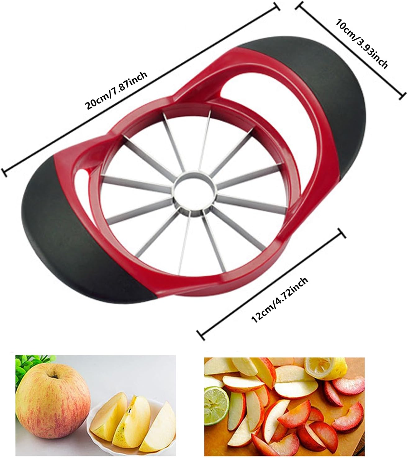 Tranche-pomme - 12 tranches inox - Rouge - découpe rapide fruits