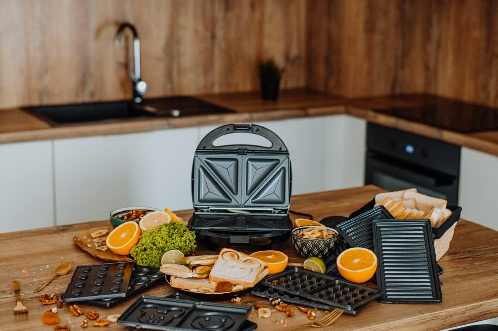 Lehmann - Sandwichmaker 5 en 1 - 800W - plaques interchangeables, multiservices