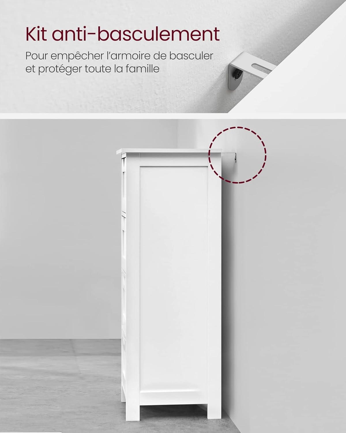 VASAGLE - armoire salle de bain moderne - 30x30x82 cm - 4 tiroirs - LHC40W