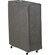 Cube de rangement ou pouf à roulettes gris foncé présenté sous plusieurs angles, avec un design carré solide avec des roues visibles en dessous.