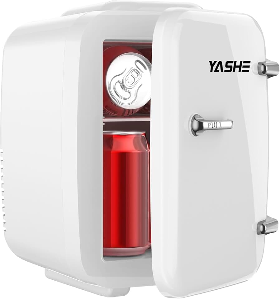 YASHE - Mini Frigo 4L - compact, 6 canettes, CA/CC, blanc
