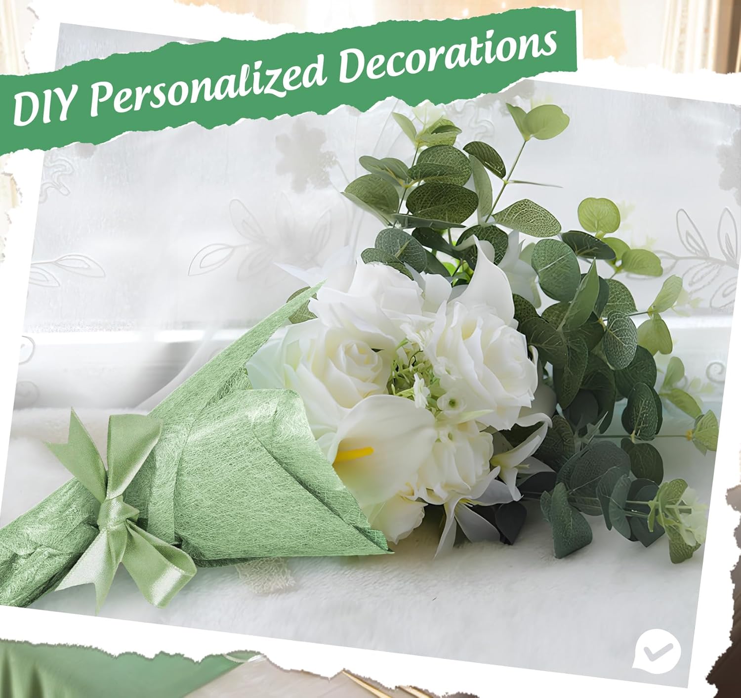 Chemin de table - rouleau non tissé vert 30mx23cm, 150 strass, décorations événements