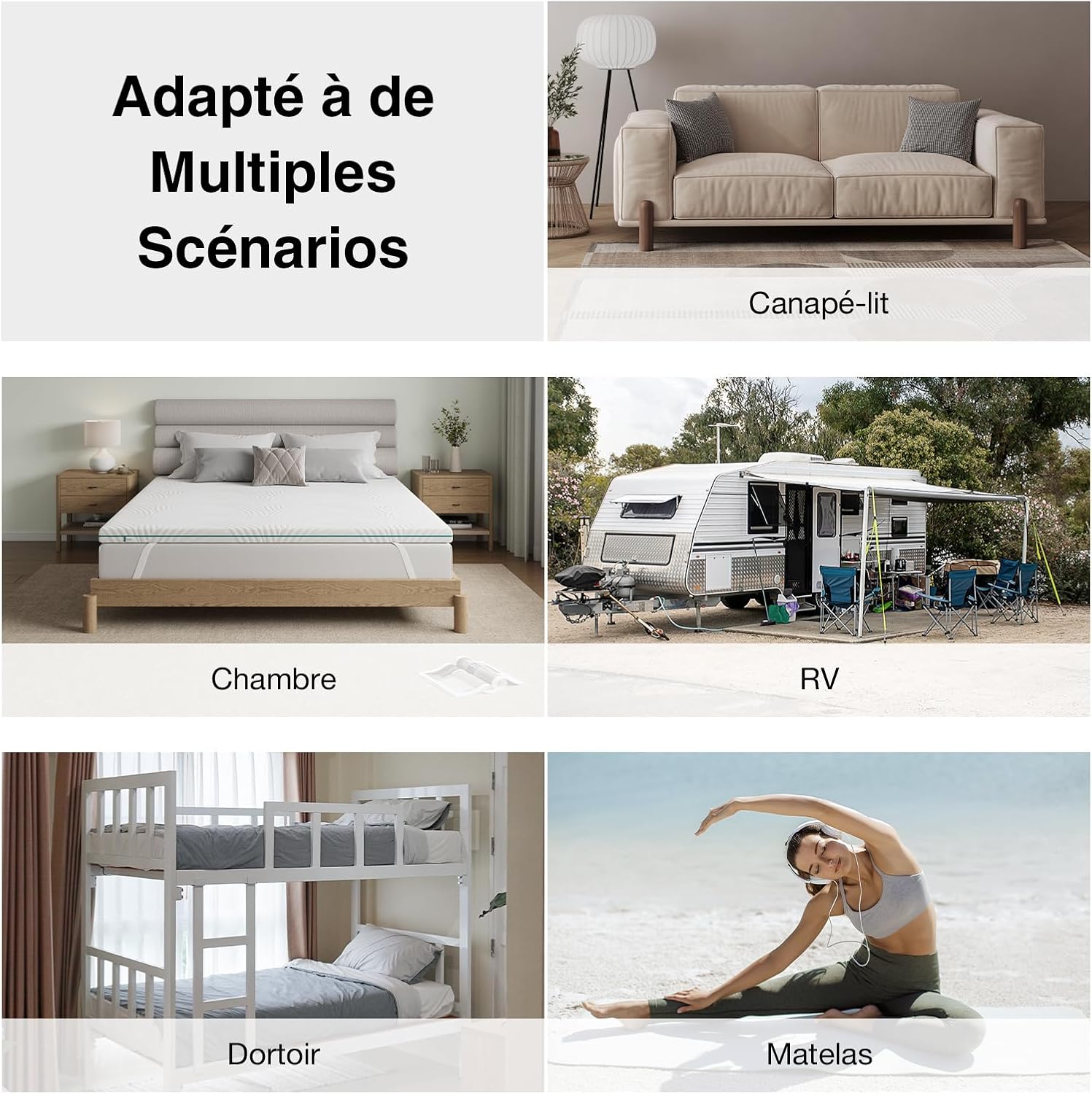 Novilla - surmatelas série mémoire de forme - 90x200 cm - 7,5 cm, housse lavable, antidérapant