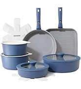 SENSARTE Set de Casseroles et Poêles 17 Pièces - Revêtement Céramique Antiadhésif - Batterie de C...
