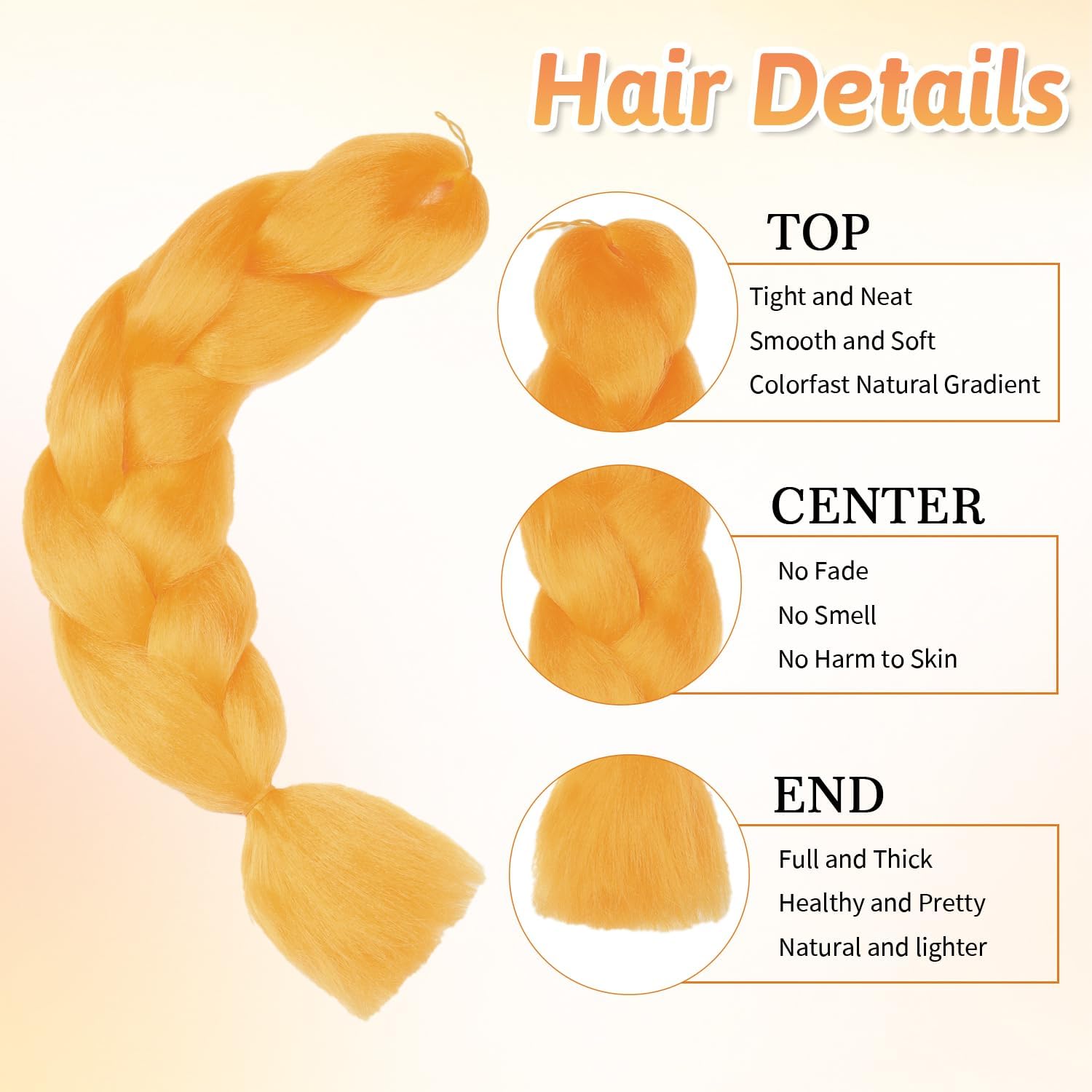ShowJarlly - Jumbo Tresse Cheveux - 24 pouces - Doux, 1 pack, Arancion