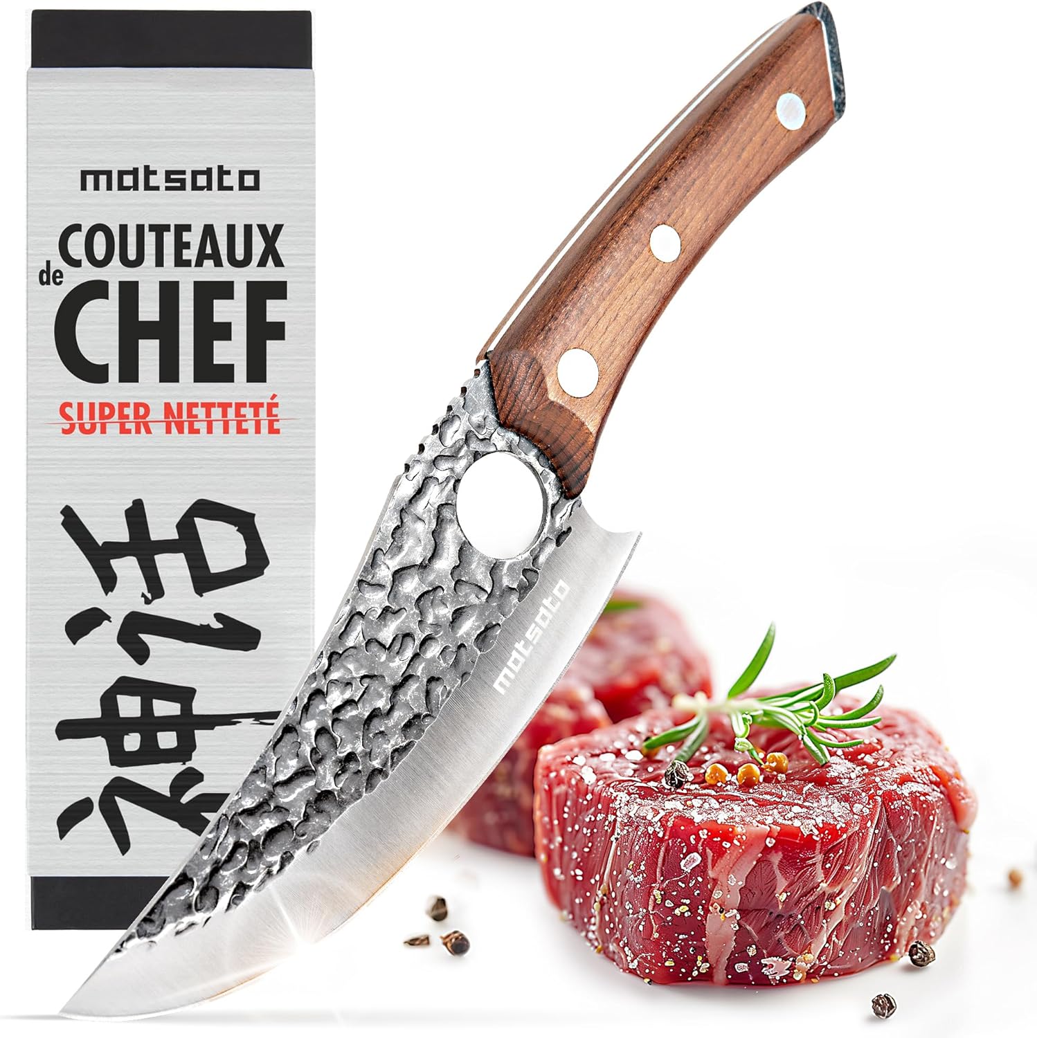 Matsato - Couteau Chef Pro - acier japonais - lame tranchante 20cm