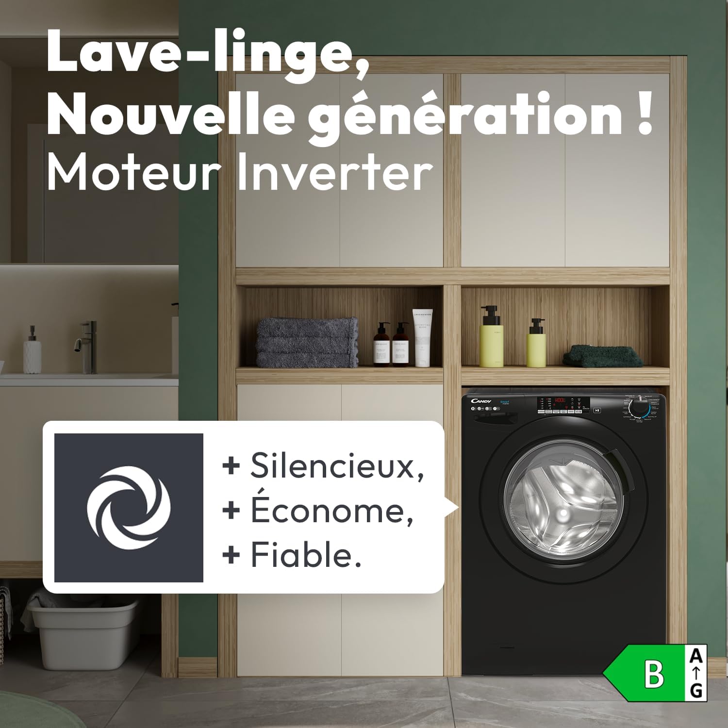 Candy - Série CS 148T - 8kg, 1400trs, écran digital, 85x60x52cm - CS 148TMBBE/FR