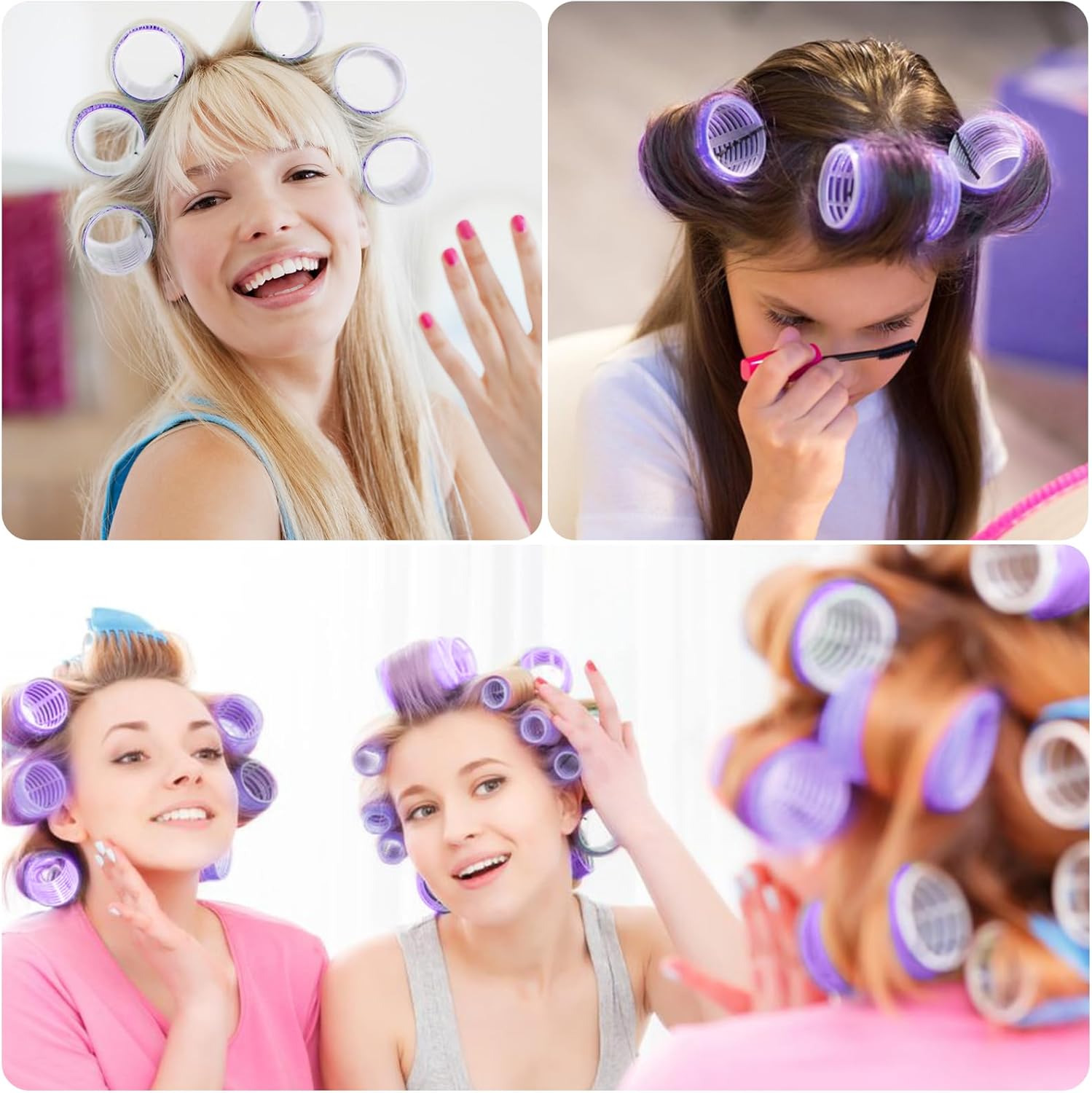 GeeRic - Bigoudis auto-agrippants 33pcs - sans chaleur, accessoires inclus