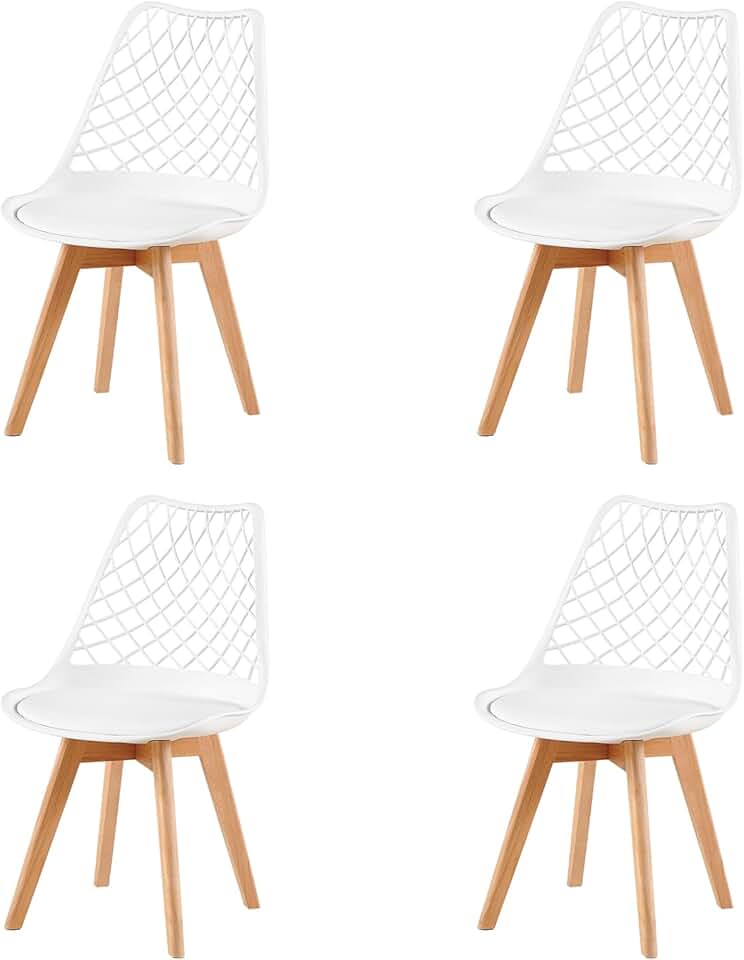 EGGREE - chaise scandinave creusée - bois hêtre, coussin, motif ajouré, blanc