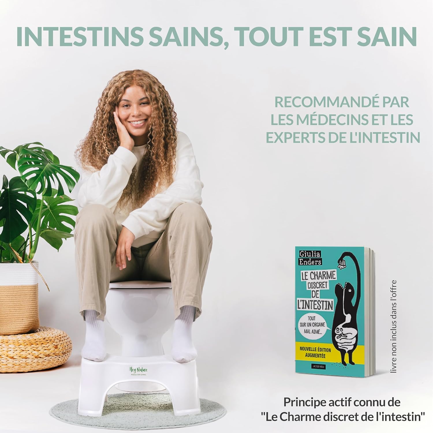 Hey Nature - Tabouret toilette noir - ergonomique, anti-hémorroïdes, adulte - HOCA