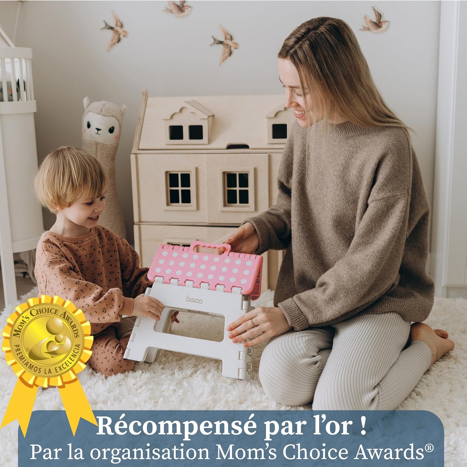 Bisoo - Tabouret pliable enfant - 22cm - marchepied portable WC, rose