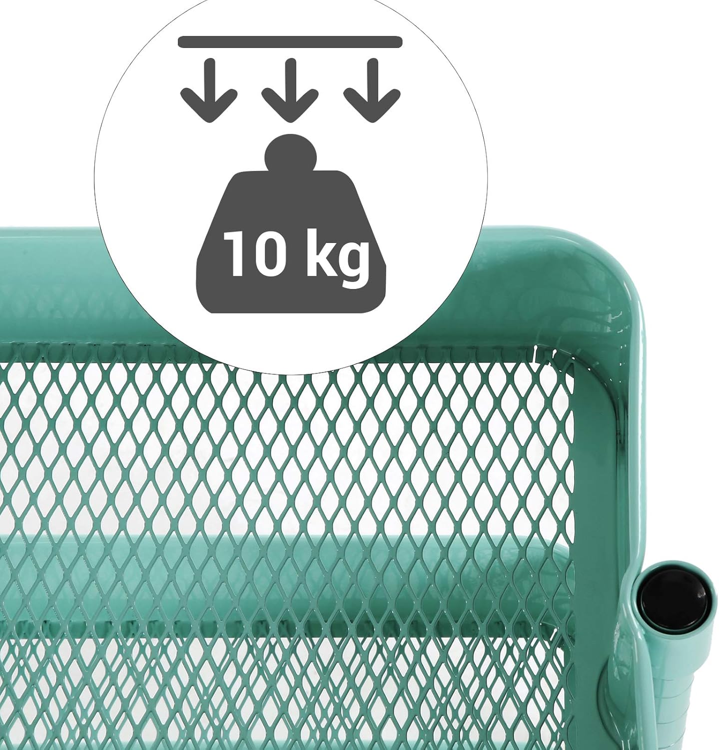 SONGMICS - Chariot 3 niveaux mobile, étagère réglable, 2 freins, montage facile, vert menthe - BSC60M