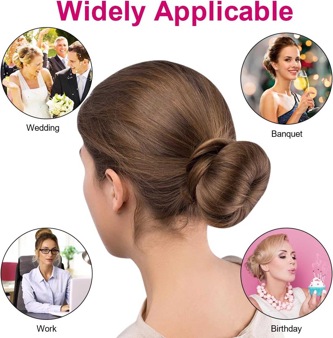 URAQT - chignon machine à pain - 6/8/10/12cm - 4 donuts chignons, 30 épingles