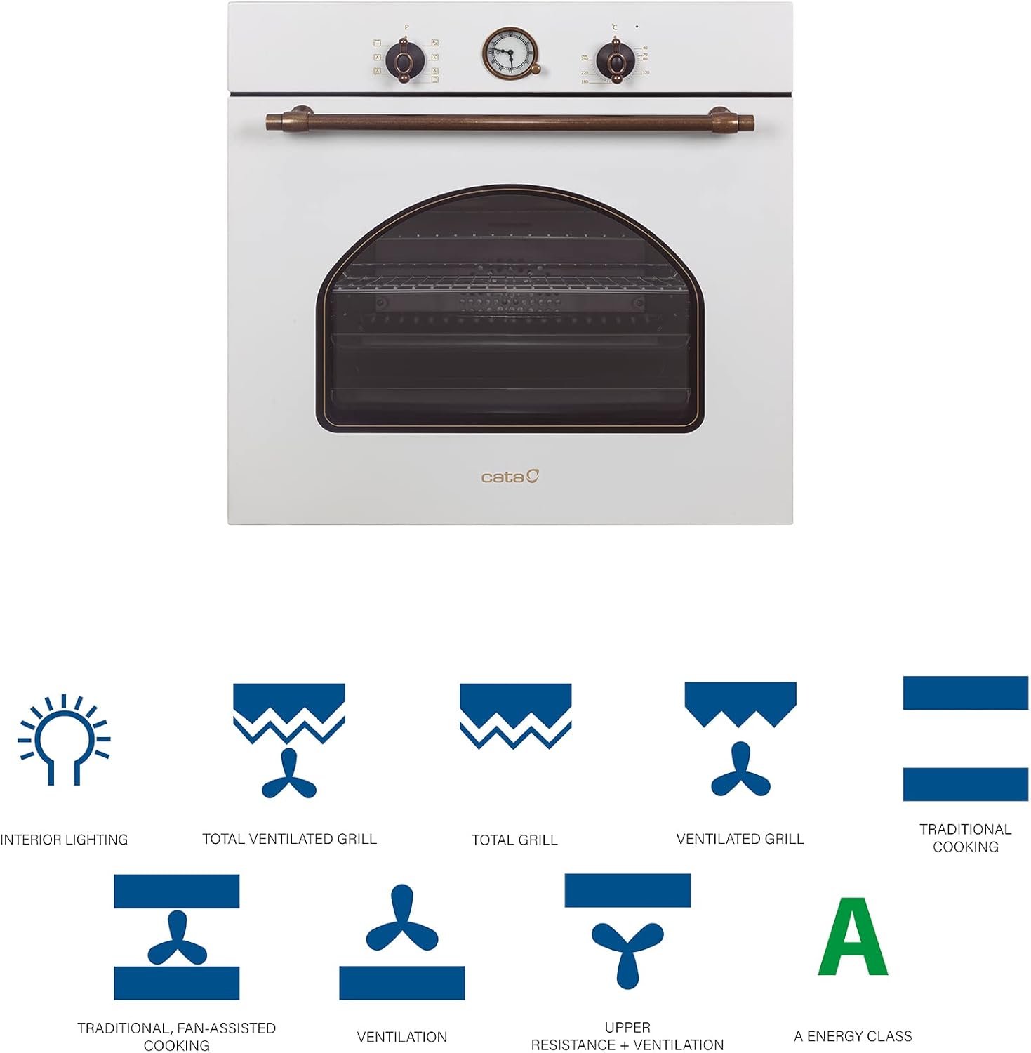 CATA - four encastrable blanc, 60L, 7 fonctions, convection, MRA7108WH