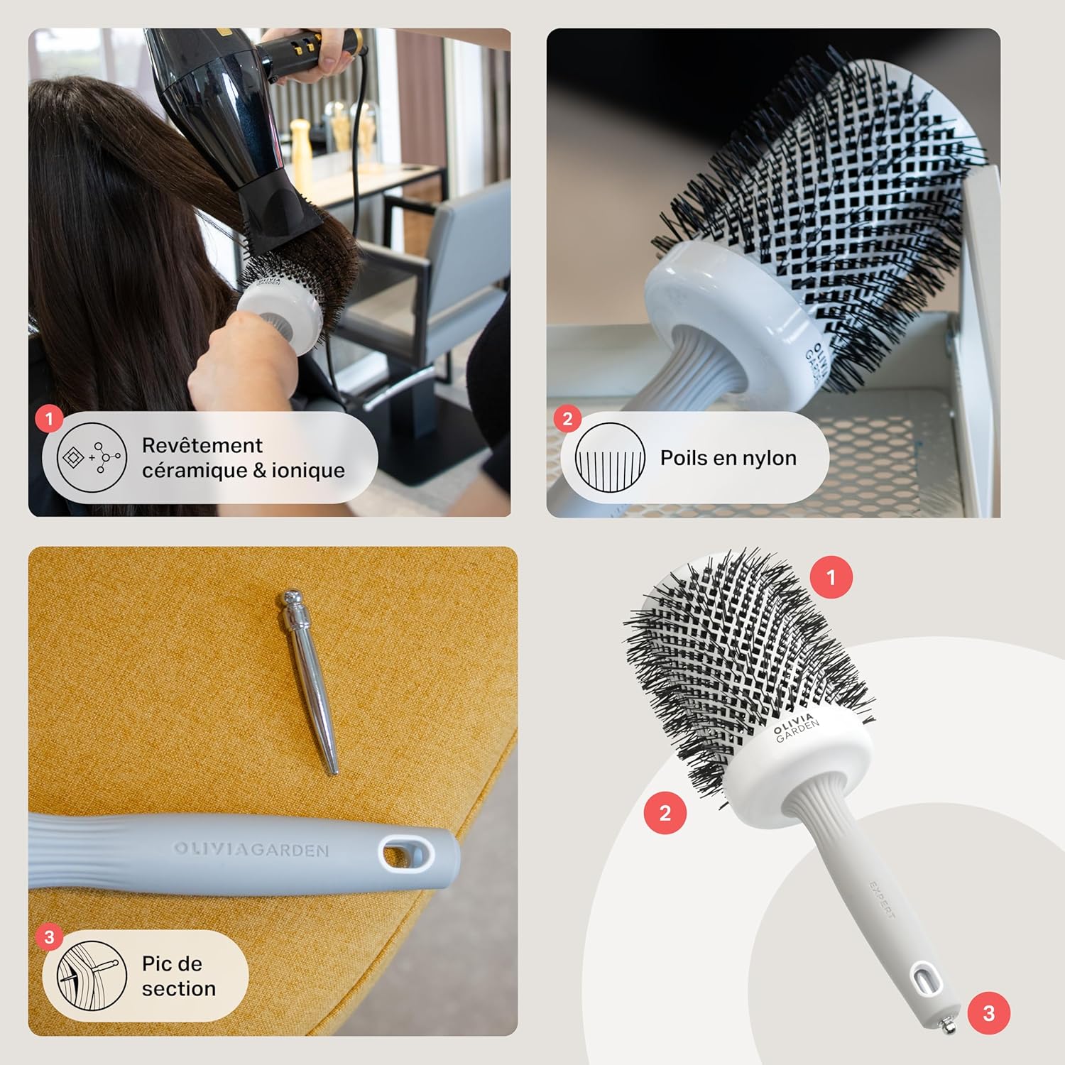 Olivia Garden - Expert Blowout Shine - ronde céramique - brushing antistatique et sans frisottis