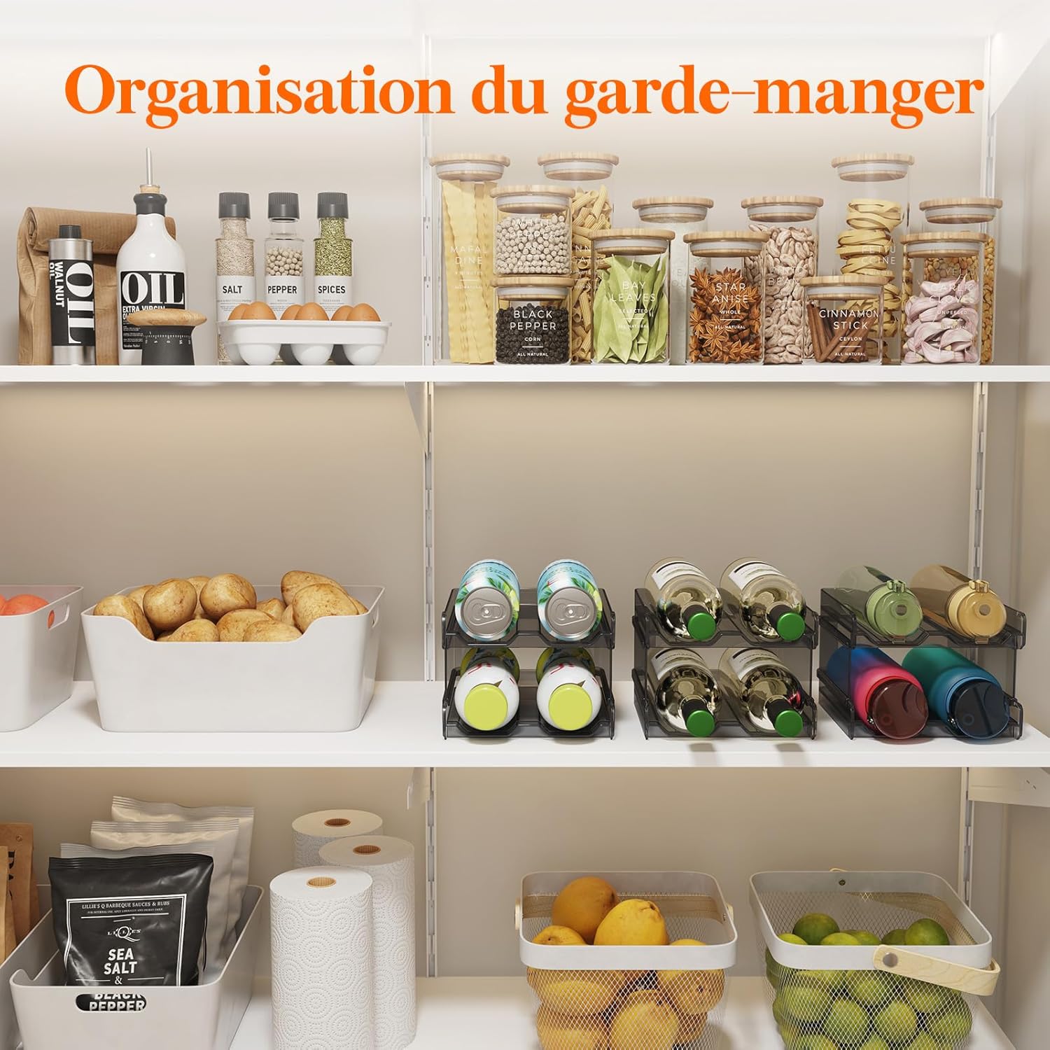 Lifewit - Casier à vin empilable - 4 bouteilles - plastique noir