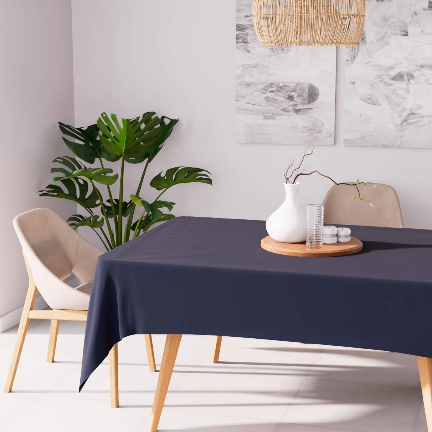 Soleil d'Ocre - Alix nappe rectangle 160x270 cm bleu marine polyester