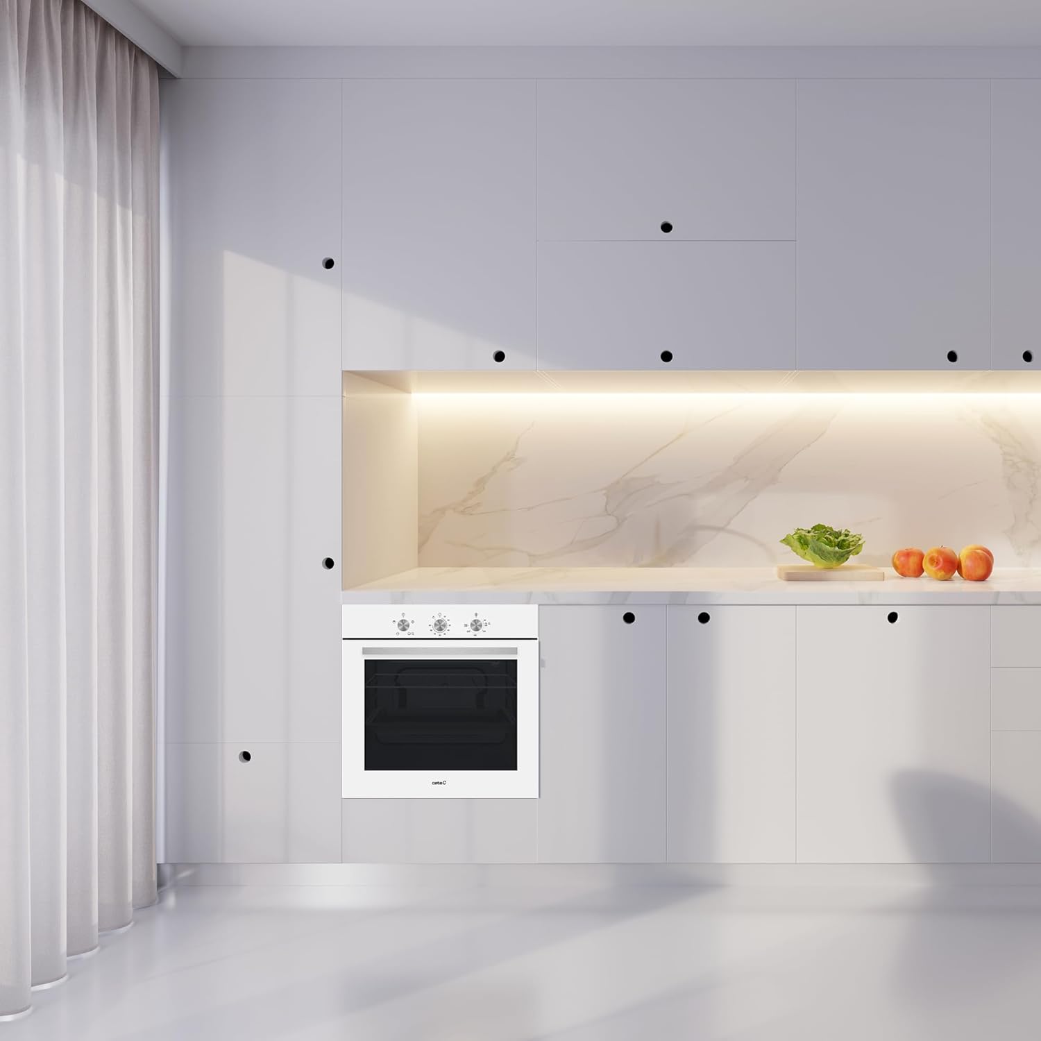 Cata - Four statique série SES - 60cm - 66L, 4 fonctions, blanc - SES6204WH