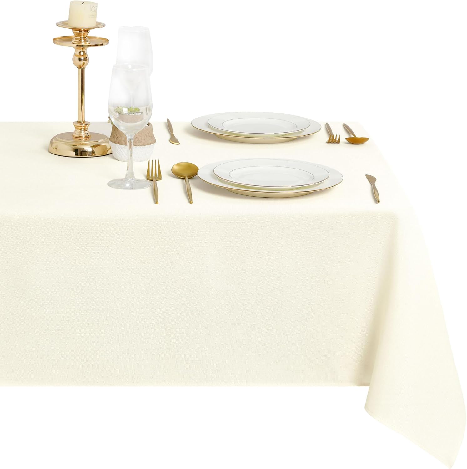 DWCN - Nappe aspect lin - 110x110 cm - lavable, anti-tache, imperméable