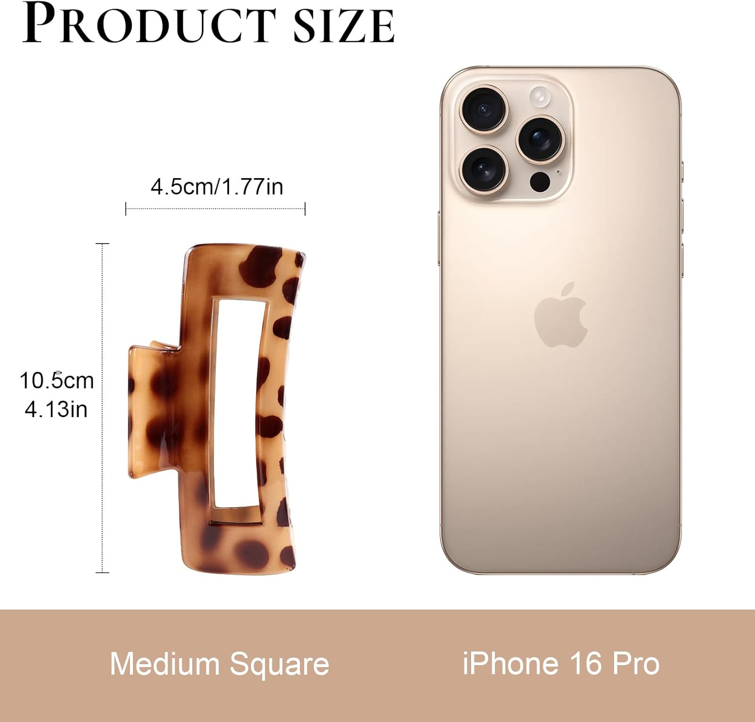 Kavya - Lot 4 pinces cheveux rectangulaires - plastique - antidérapantes, adaptées cheveux épais