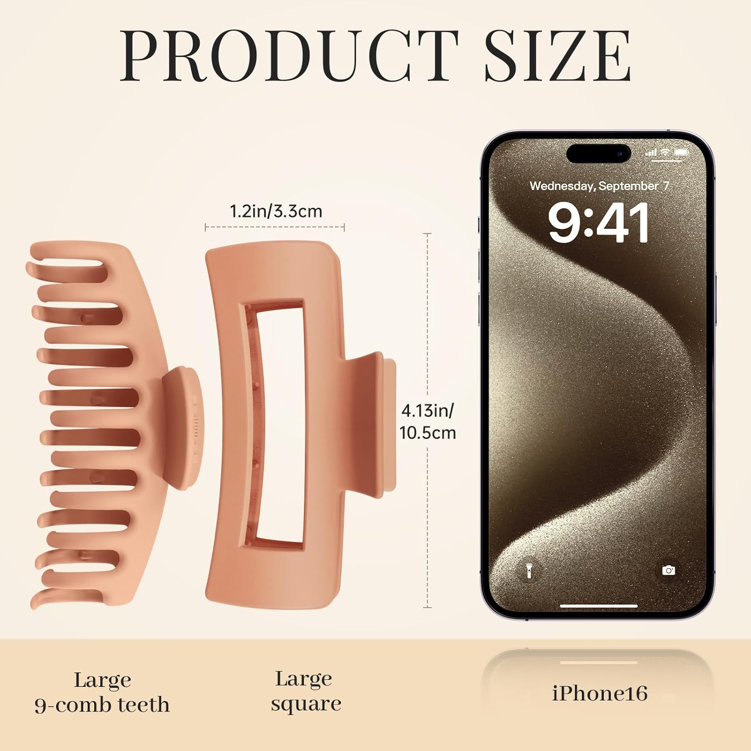 Kavya - Griffe Cheveux Femme 10.5cm - Lot 8, antidérapantes, cheveux épais