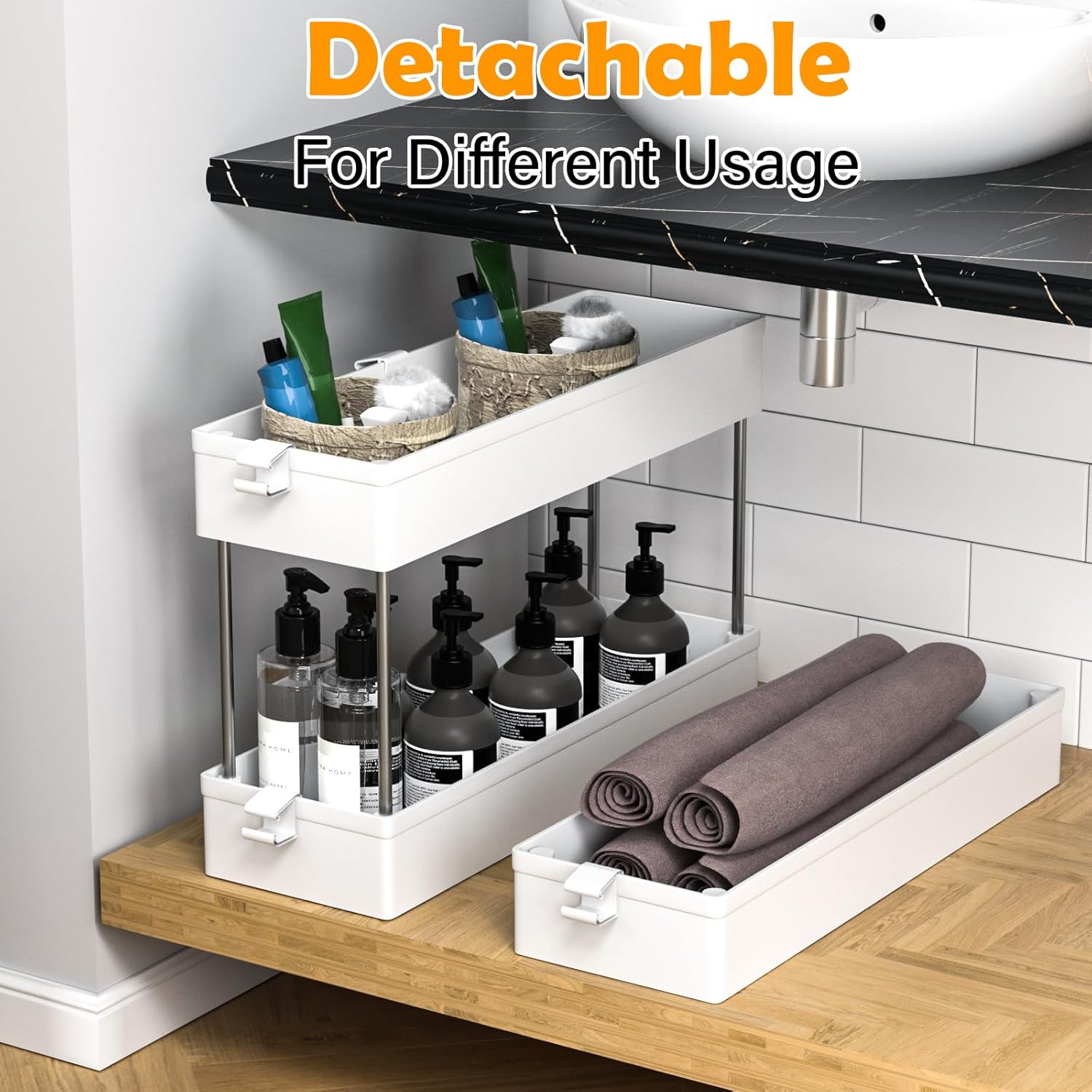 Chariot de Rangement - 4 niveaux, à roulettes, 86x40x12,5cm, compact