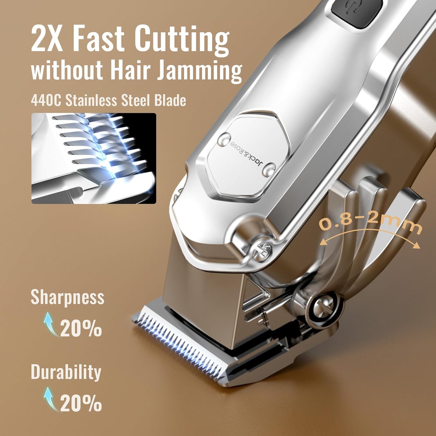 Jack & Rose - tondeuse pro sans fil, étanche IPX7, LED, USB, coupe barbe et cheveux